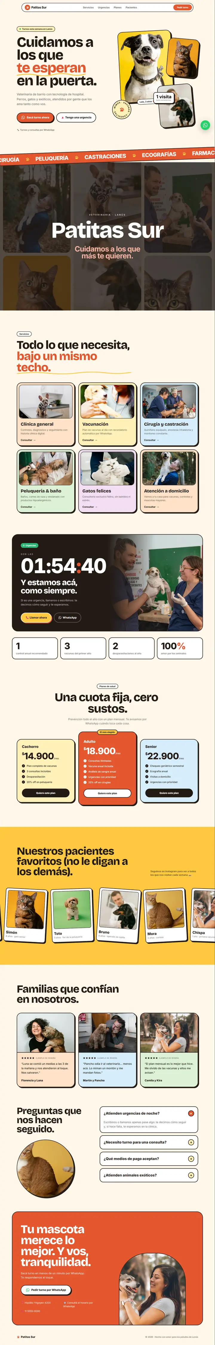 Demo para Patitas Sur, veterinaria de ejemplo